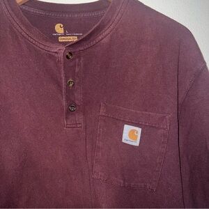 Carhartt Men's Maroon Long Sleeve Henley